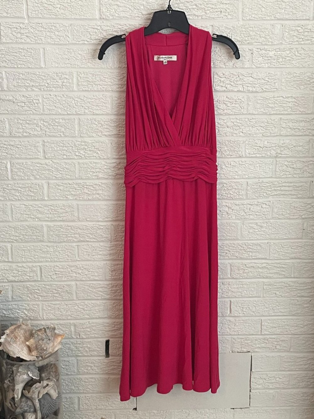 Evan Picone bright pink midi dress